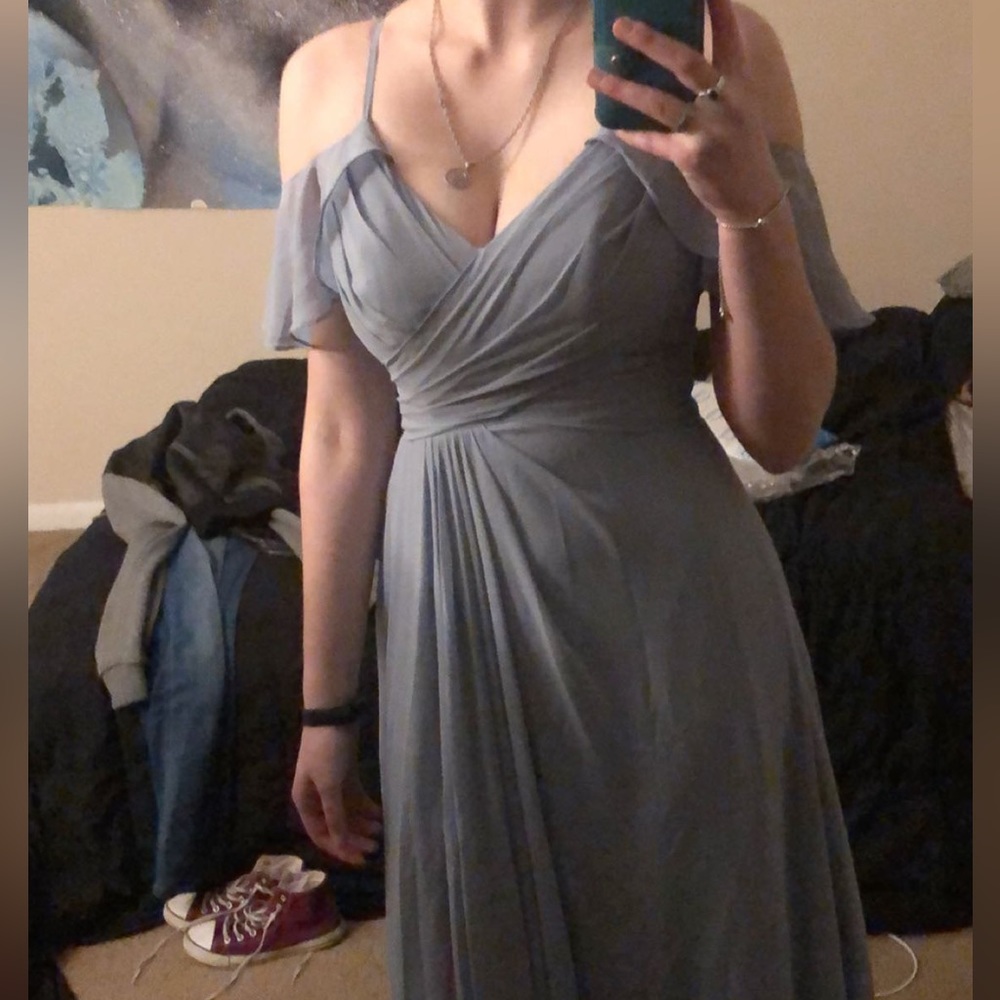 Azazie Dakota Dusty blue bridesmaid dress